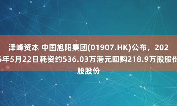 泽峰资本 中国旭阳集团(01907.HK)公布，2025年5月22日耗资约536.03万港元回购218.9万股股份