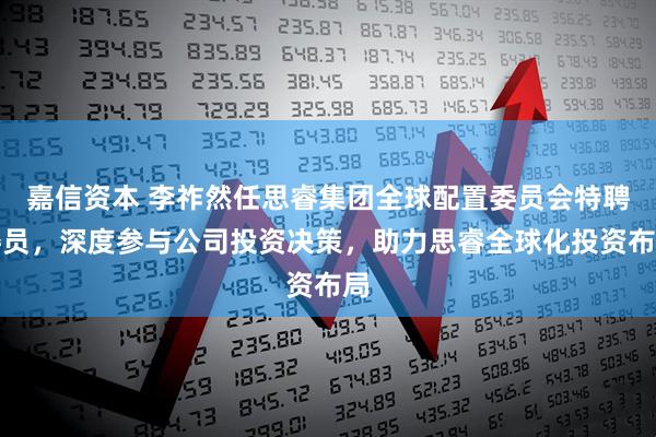 嘉信资本 李祚然任思睿集团全球配置委员会特聘委员，深度参与公司投资决策，助力思睿全球化投资布局