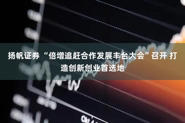 扬帆证券 “倍增追赶合作发展丰台大会”召开 打造创新创业首选地