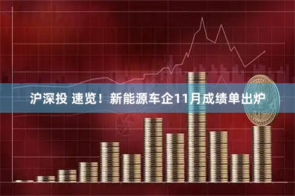 沪深投 速览！新能源车企11月成绩单出炉